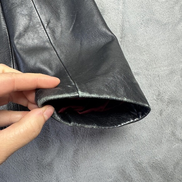 Worthington Jacket Womens Large Black Lambskin Leather Zip Front Classic Lined - Picture 15 of 16